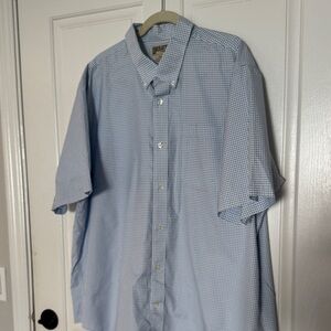 Duluth Trading Co Light Blue Checkered Button Down Shirt